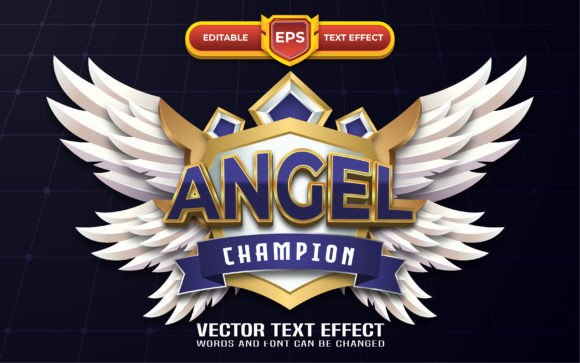 Angel 3d Game Logo with Text Effect for Adobe Illustrator