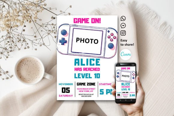 Create a Game on Cool Video Game Girl Invitation