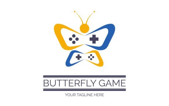 Creative Butterfly Game Controller Logo Template Design