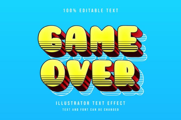 Game Over 3D Editable Text Effect Yellow for Bold Design