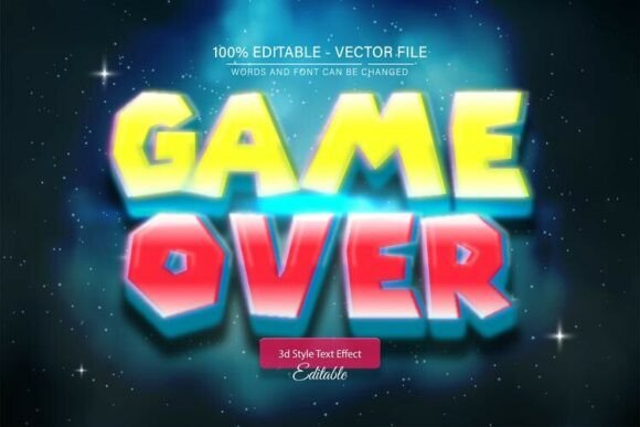 Game Over Neon Glow 3D Text Effect