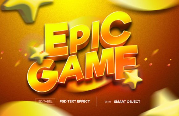 Gold Star Epic Game Text Effect Editable PSD for Designers