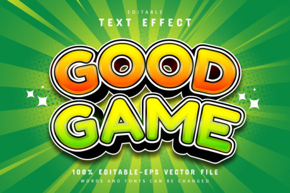 Good Game Cartoon Text Effect: Vibrant Vector Design