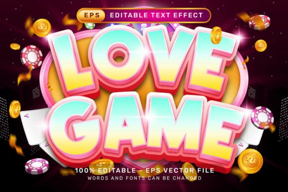 Love Game Valentines Day 3D Text Effect for Adobe Illustrator