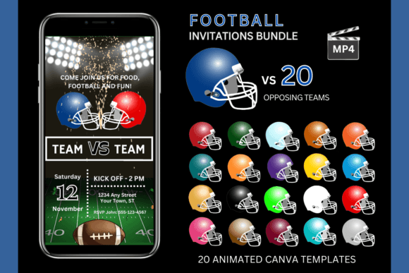 Royal Blue Team Bundle: Digital Game Day Invites