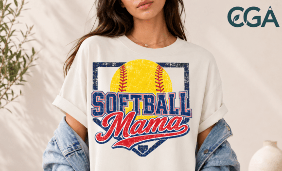 Softball Mama Vintage Game Day Png