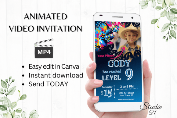 Video Game Birthday Invitation - Gamer 9